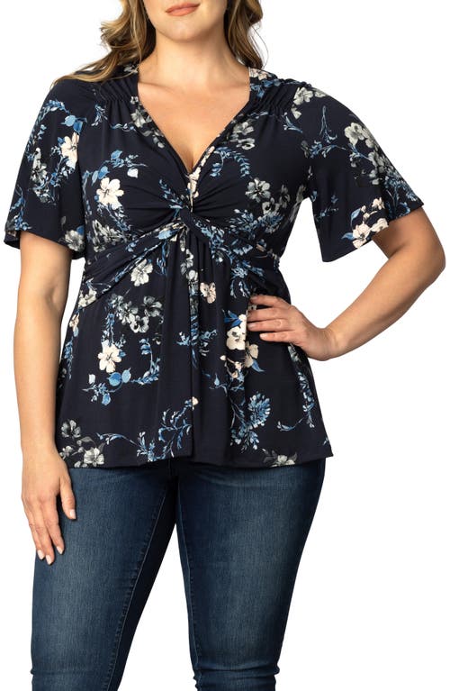 Kiyonna Abby Twist Front Top in French Blue Garden  product