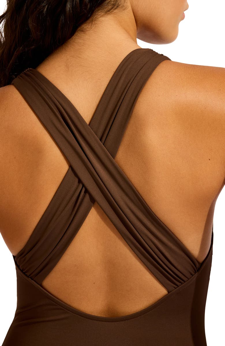 Seafolly Collective Crisscross One-Piece Swimsuit, Alternate, color, Dark Chocolate