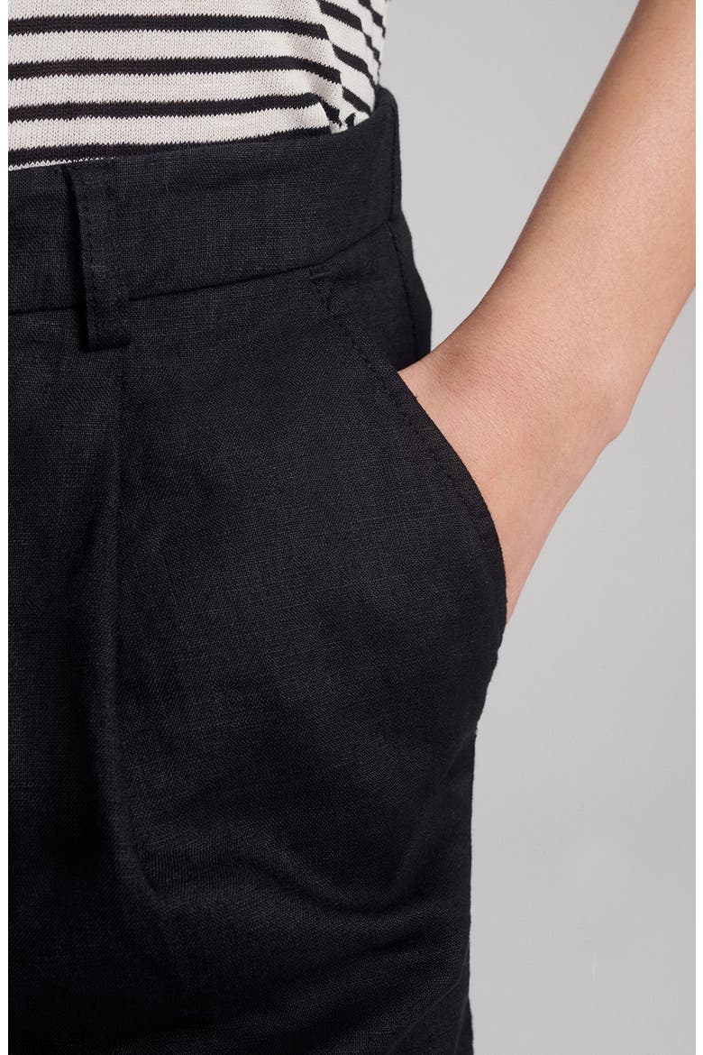 Woven Linen Shorts, Alternate, color, BLACK