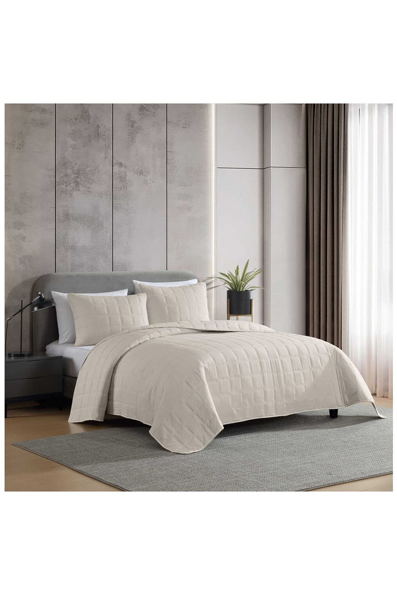 Stonewashed Solid Quilt & Sham Set, Alternate, color, LIGHT BEIGE