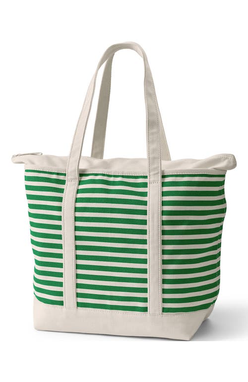 Lands' End Zip Top Long Handle Canvas Tote Bag