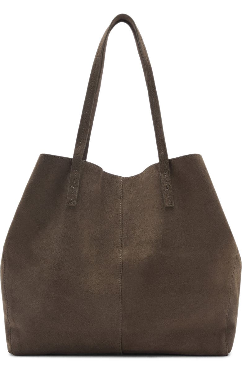 MANGO Suede Shopper Bag, Main, color, Khaki Green