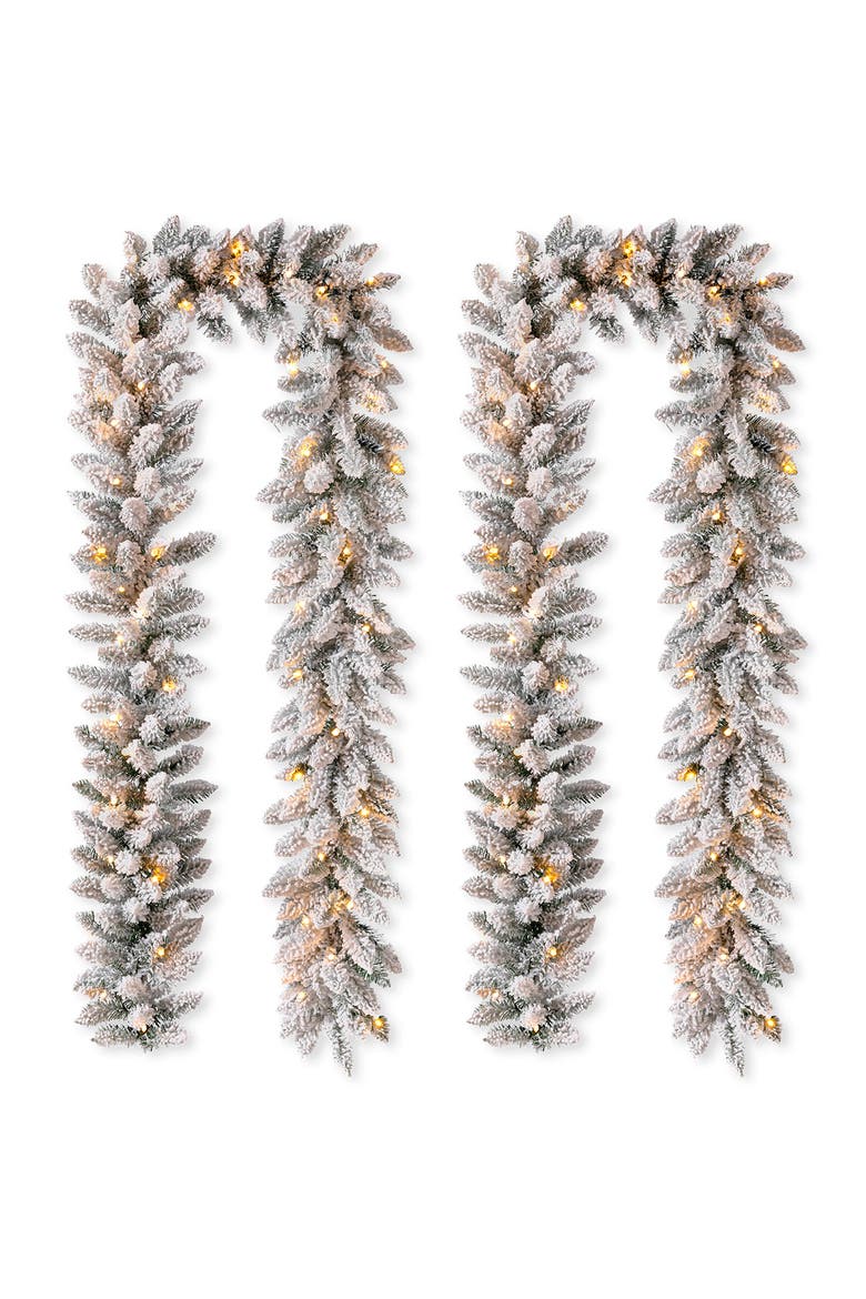 Set of 2 Pre-Lit Artificial Christmas Garland with Timer, Main, color, Green