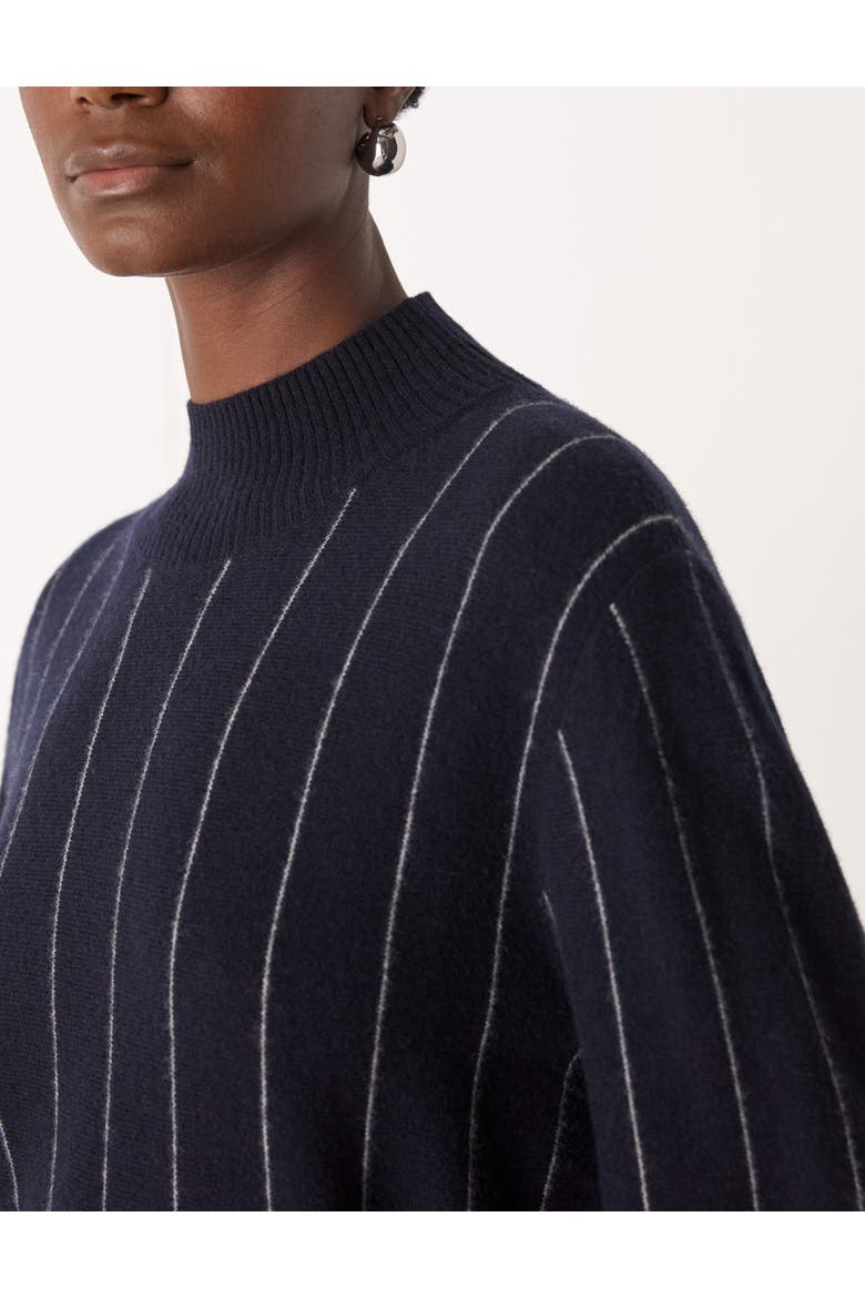 Stripe Wool Funnel Neck Knit Sweater, Alternate, color, Navy