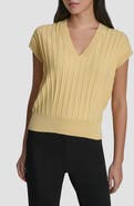DKNY Rib Short Sleeve Sweater