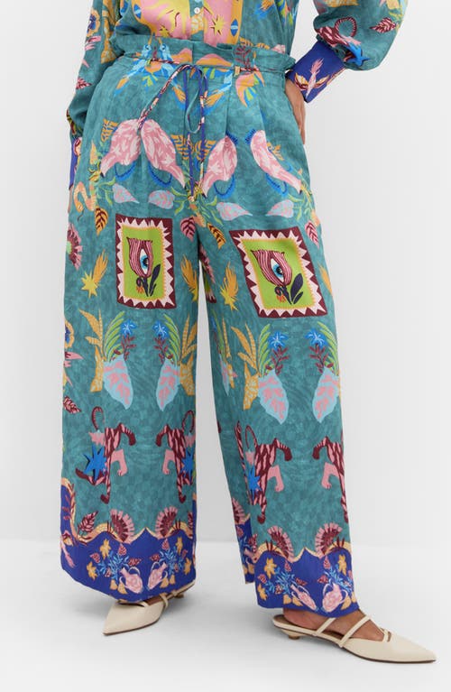 City Chic Mirror Me Tie Waist Wide Leg Pants In Blue