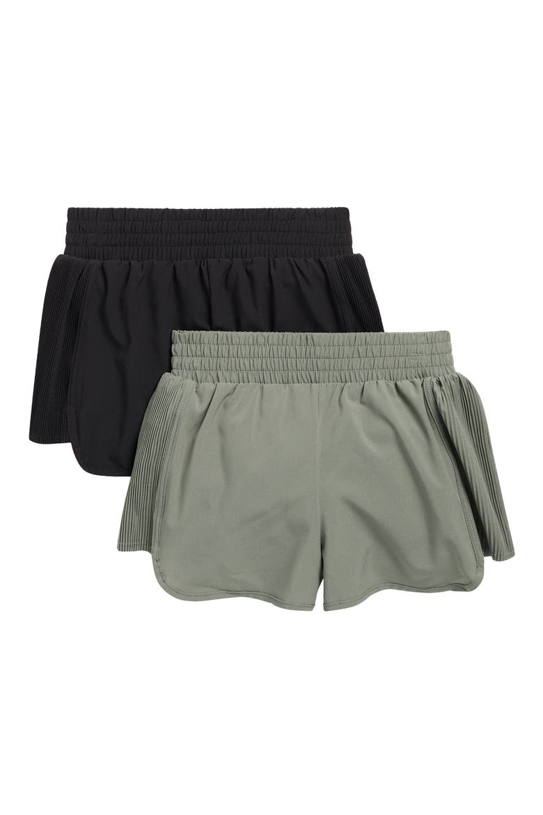 Kids' 2-Pack Dahliana Performance Shorts, Main, color, AGAVE GREEN/ BLACK