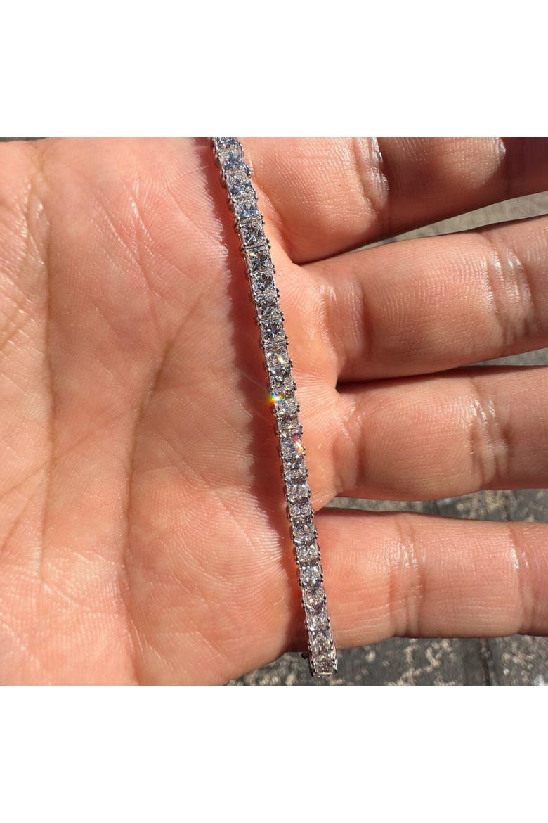 9.20Ct Princess Cut Diamond 7" Tennis Bracelet 14k Gold Lab Grown, Alternate, color, 14k White Gold