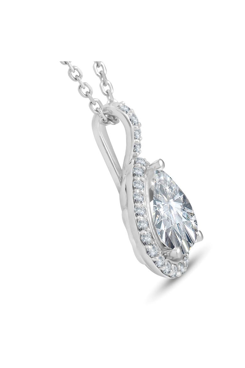 1 1/4Ct Pear Shape Halo Diamond Pendant 14k Gold Necklace Lab Grown, Alternate, color, 14k White Gold