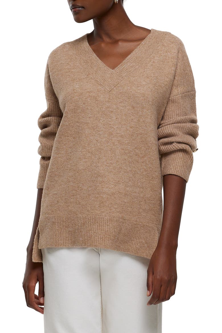 V-Neck Sweater, Main, color, BEIGE