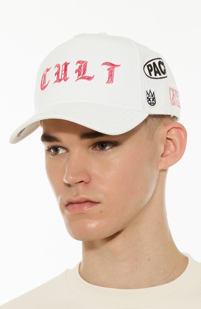 Cult of Individuality Embroidered Logo Trucker Hat, Alternate, color, Winter White