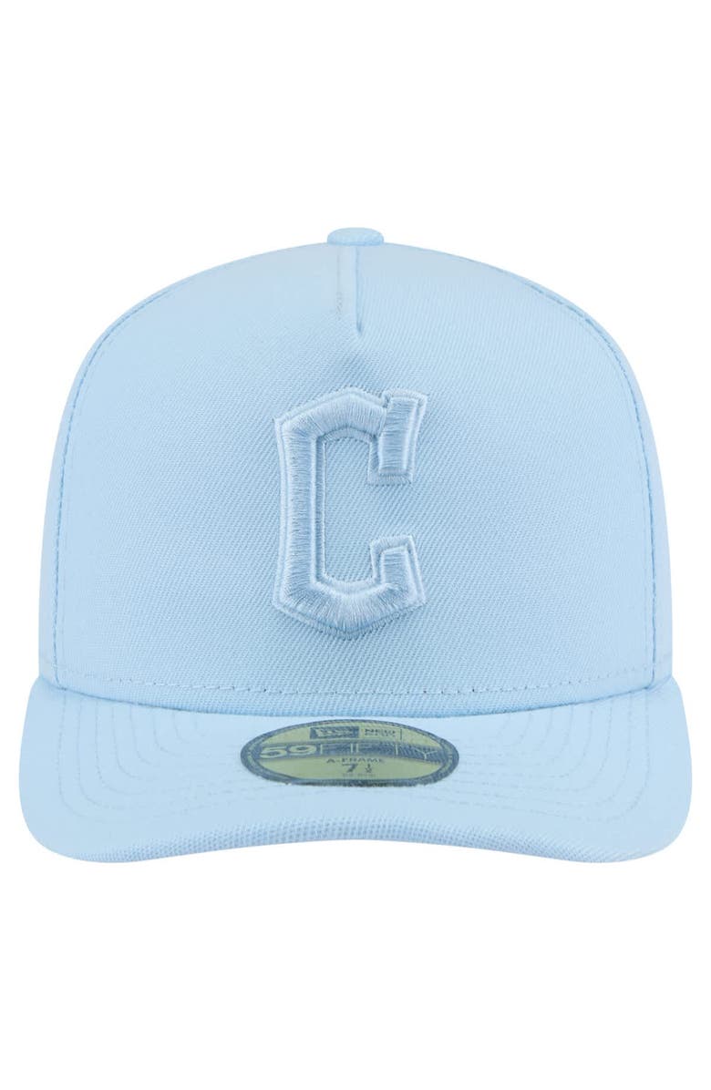 New Era Men's New Era  Light Blue Cleveland Guardians Color Pack A-Frame 59FIFTY Fitted Hat, Alternate, color, 