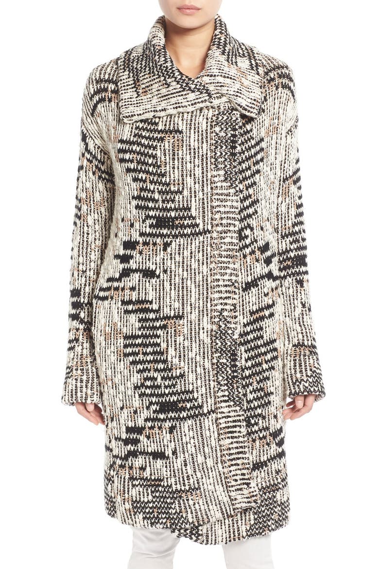 'Gemma' Long Sweater Coat, Alternate, color, NATURAL MULTI