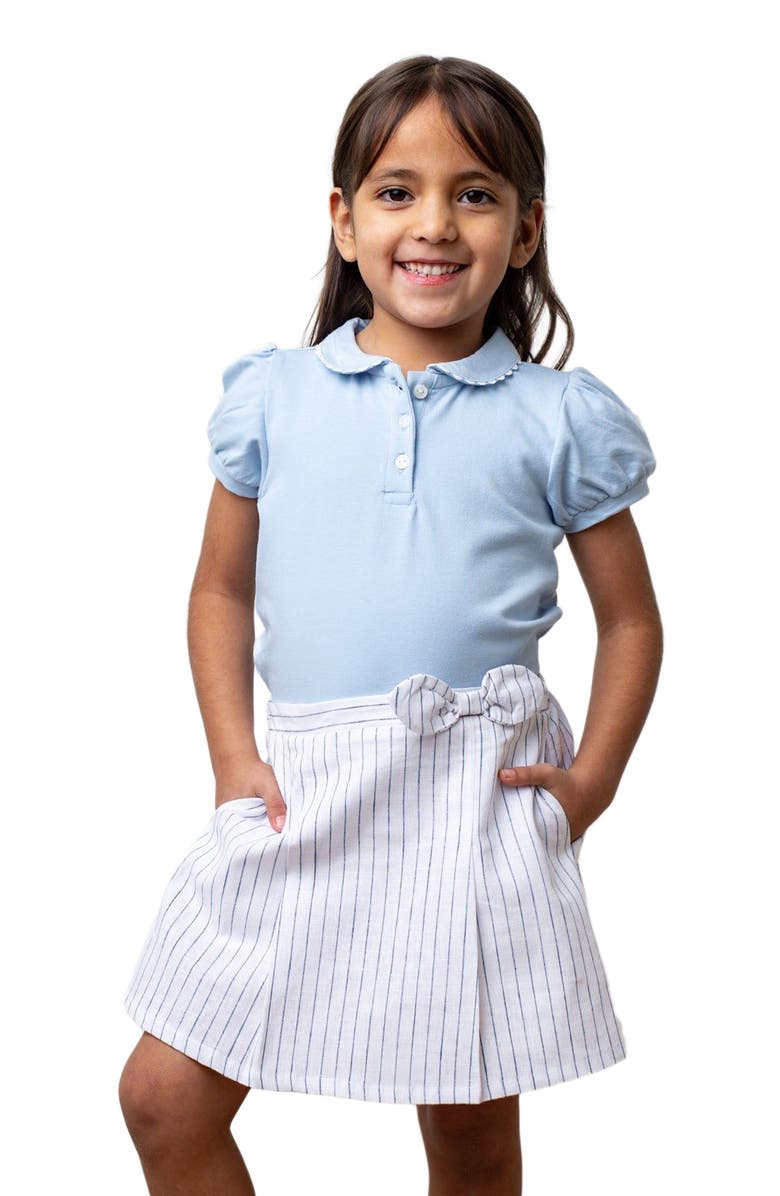Hope 
Henry Girls
 Linen Pleated Bow Skort, Kids, Alternate, color, White Court Pinstripe