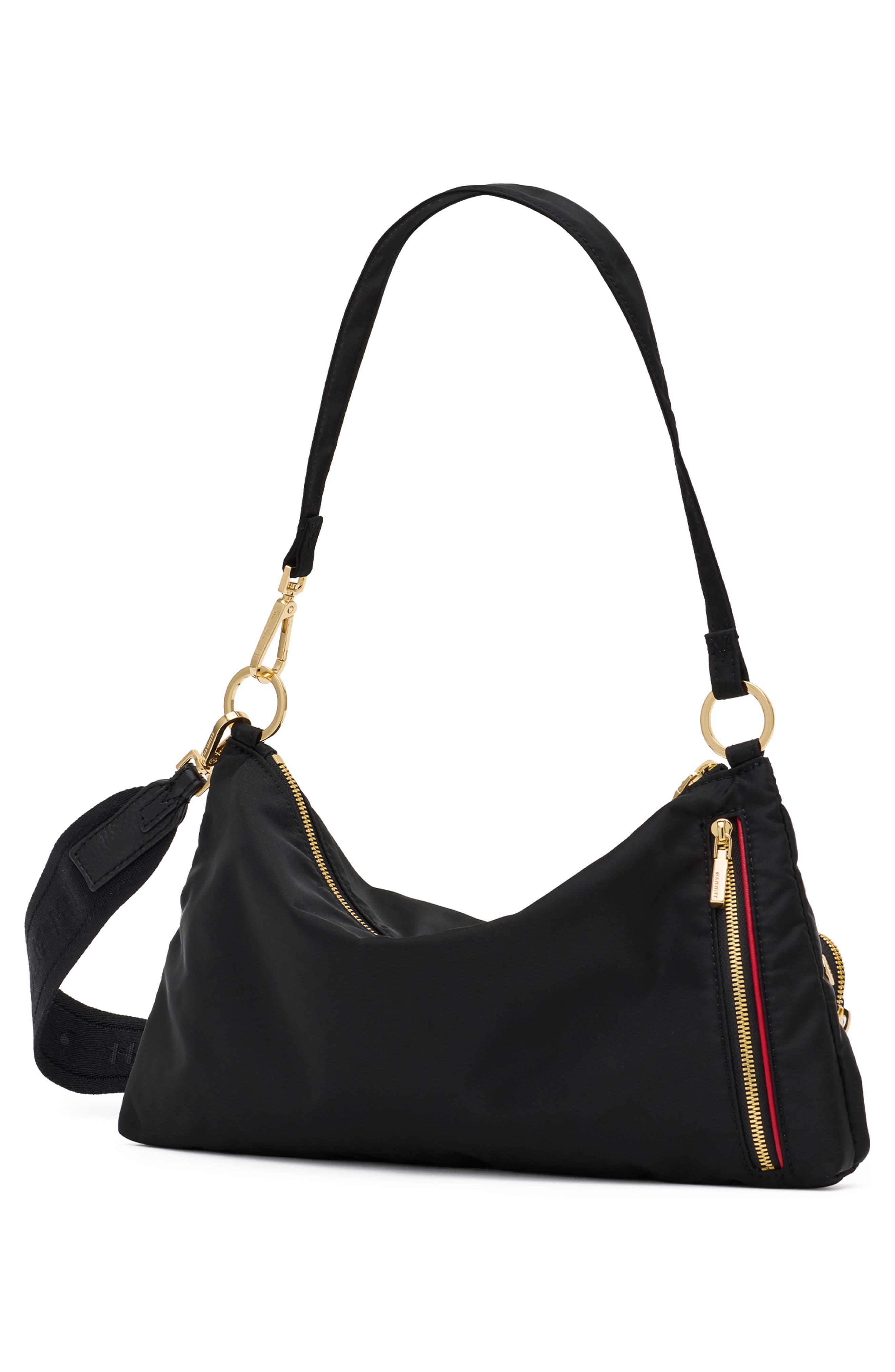 HAMMITT Kyle Medium Shoulder Bag, Alternate, color, Black Nylon Cargo/ Gold