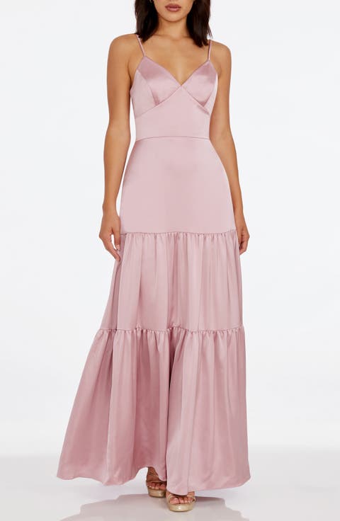Tess Tiered Satin Gown