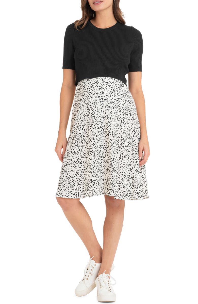 Seraphine Mixed Media Maternity/Nursing Dress, Main, color, 