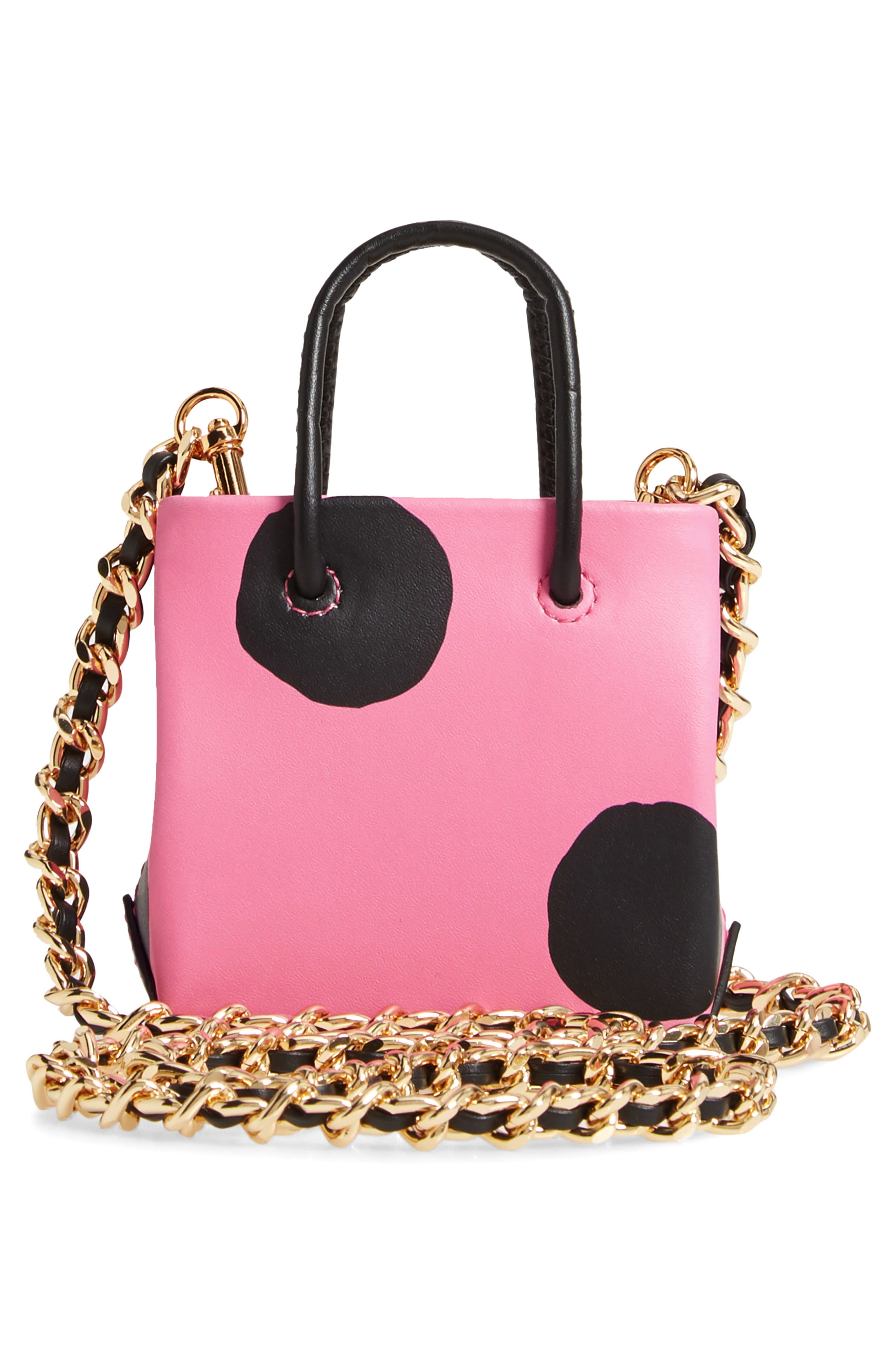 Moschino Mini Dot Leather Shopper Bag, Alternate, color, 