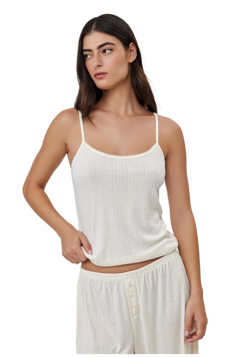 Gottex Beach Life Daydream Pointelle Loungewear Tank Top, Main, color, Cream