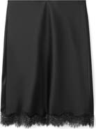 MANGO Lace Trim Satin Midi Skirt