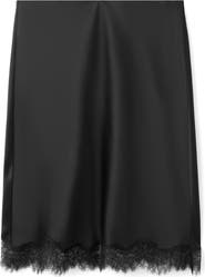 MANGO Lace Trim Satin Midi Skirt
