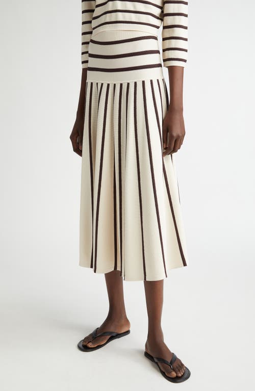 Shop Zimmermann Stripe Midi Sweater Skirt In Cream/chocolate