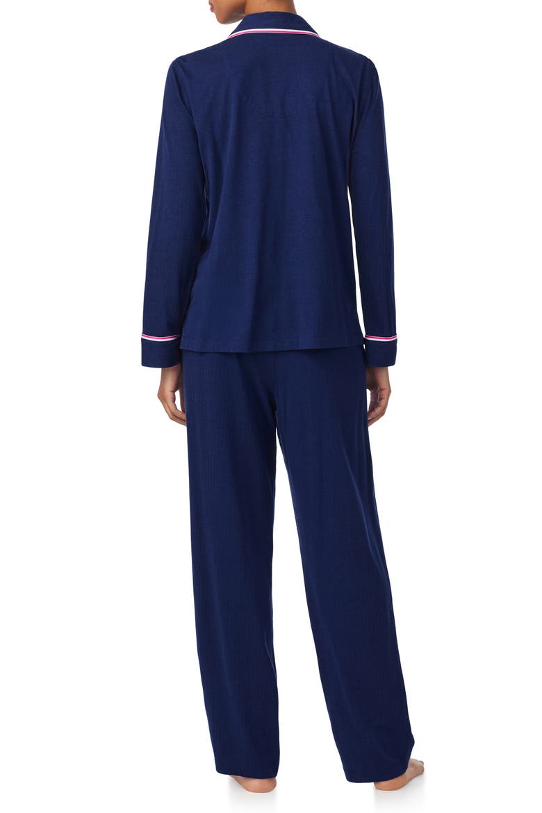 Piped Cotton Blend Pajamas, Alternate, color, NAVY