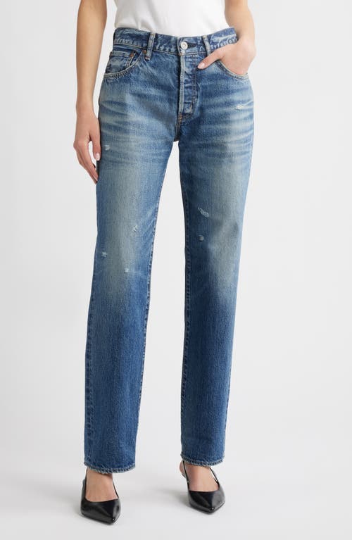 Moussy Vintage Aquebogue High Waist Ankle Straight Leg Jeans In Blue