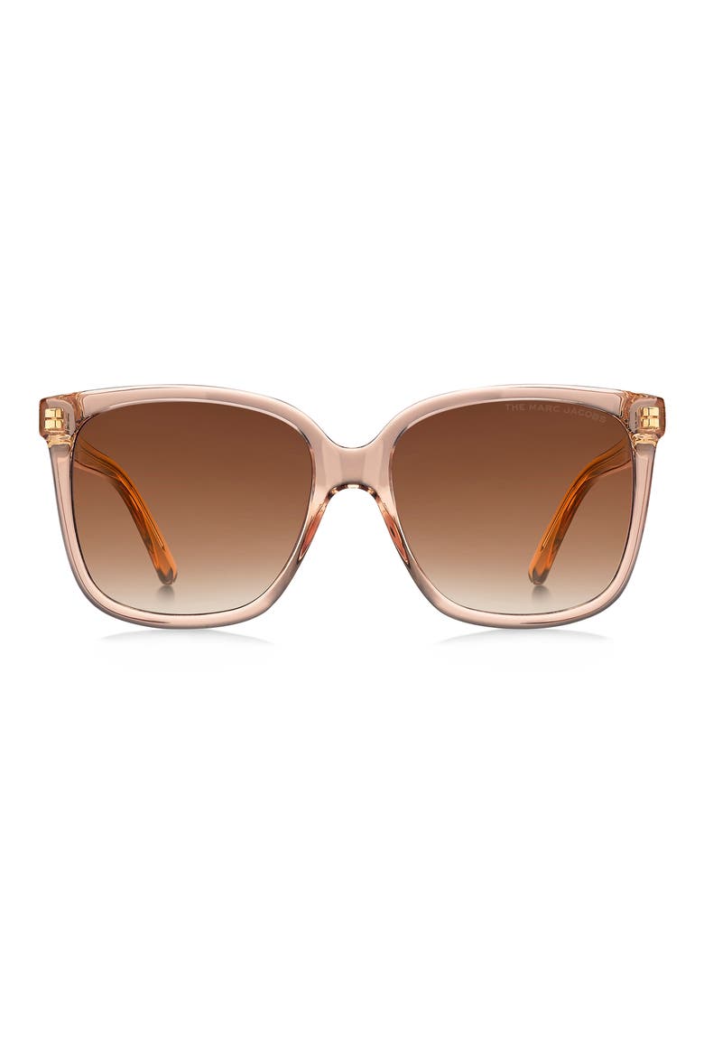 56mm Rectangle Sunglasses, Main, color, ORANGE BEIGE / BROWN