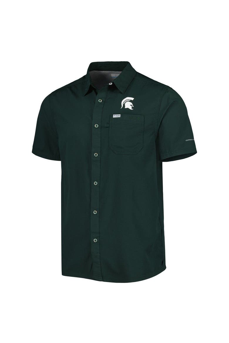 Men's Columbia PFG Green Michigan State Spartans Slack Tide Camp Button-Up Shirt, Alternate, color, Green