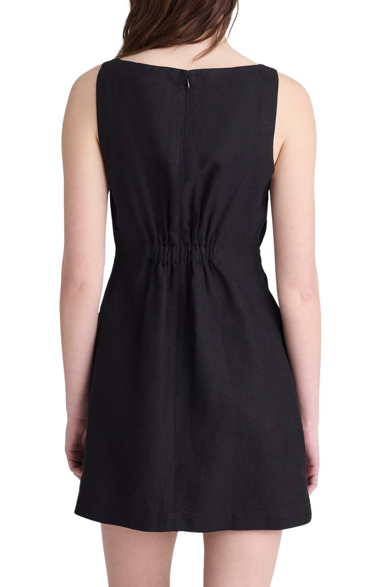 Madewell Boat Neck Shirred Linen Minidress, Alternate, color, Jet Black