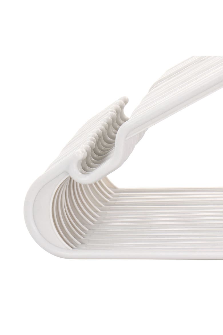 50 Piece Plastic Hanger Set with Notched Shoulders, Alternate, color, White