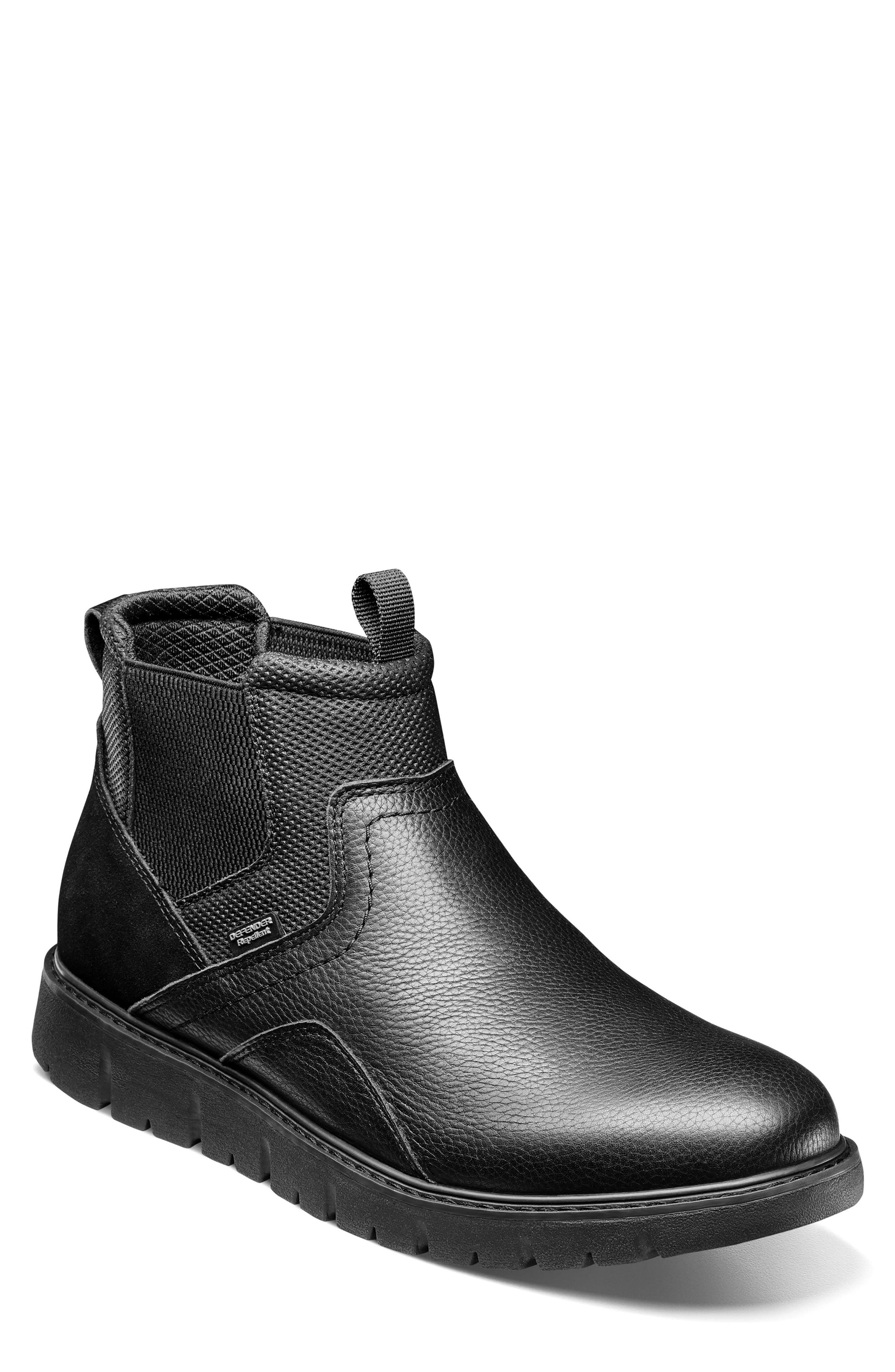 NUNN BUSH Karnak Plain Toe Chelsea Boot, Main, color, Black Tumble