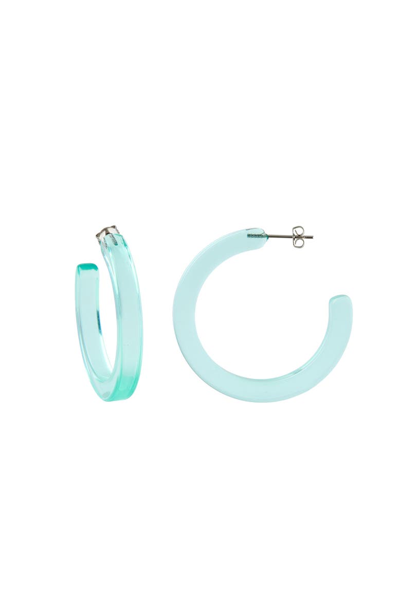 MACHETE Midi Hoops, Main, color, Turquoise Clear