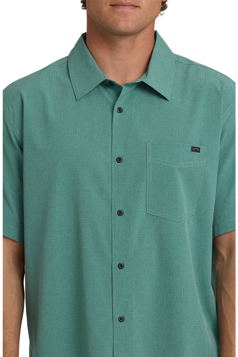 Surftrek Print Short Sleeve Button-Up Shirt, Alternate, color, SEA GREEN