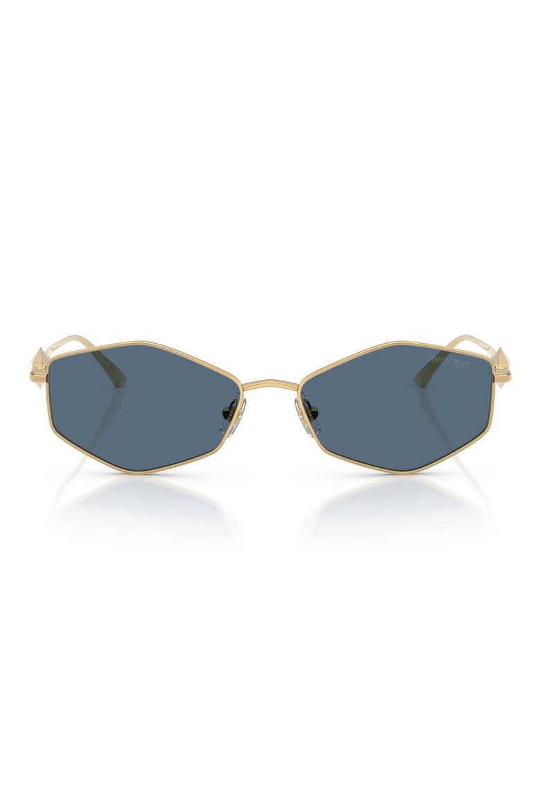 Zoey 55mm Geometric Sunglasses, Main, color, GOLD / DARK BLUE