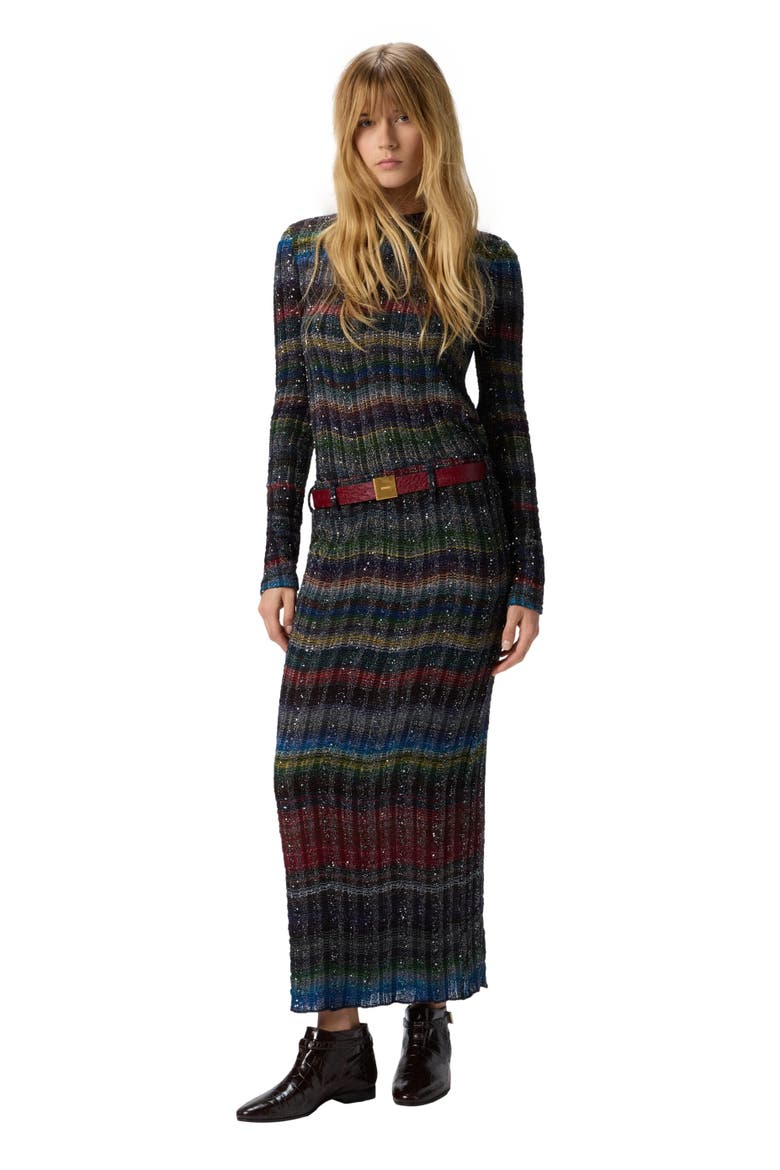 Long Pencil Skirt With Wave Pattern, Main, color, Multicoloured