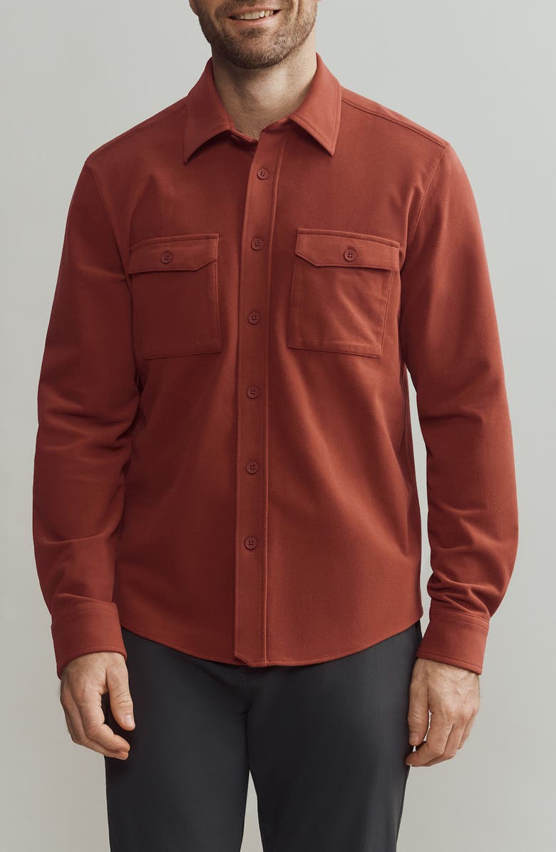 Rhone Stowaway Overshirt, Main, color, Cinnamon Heather