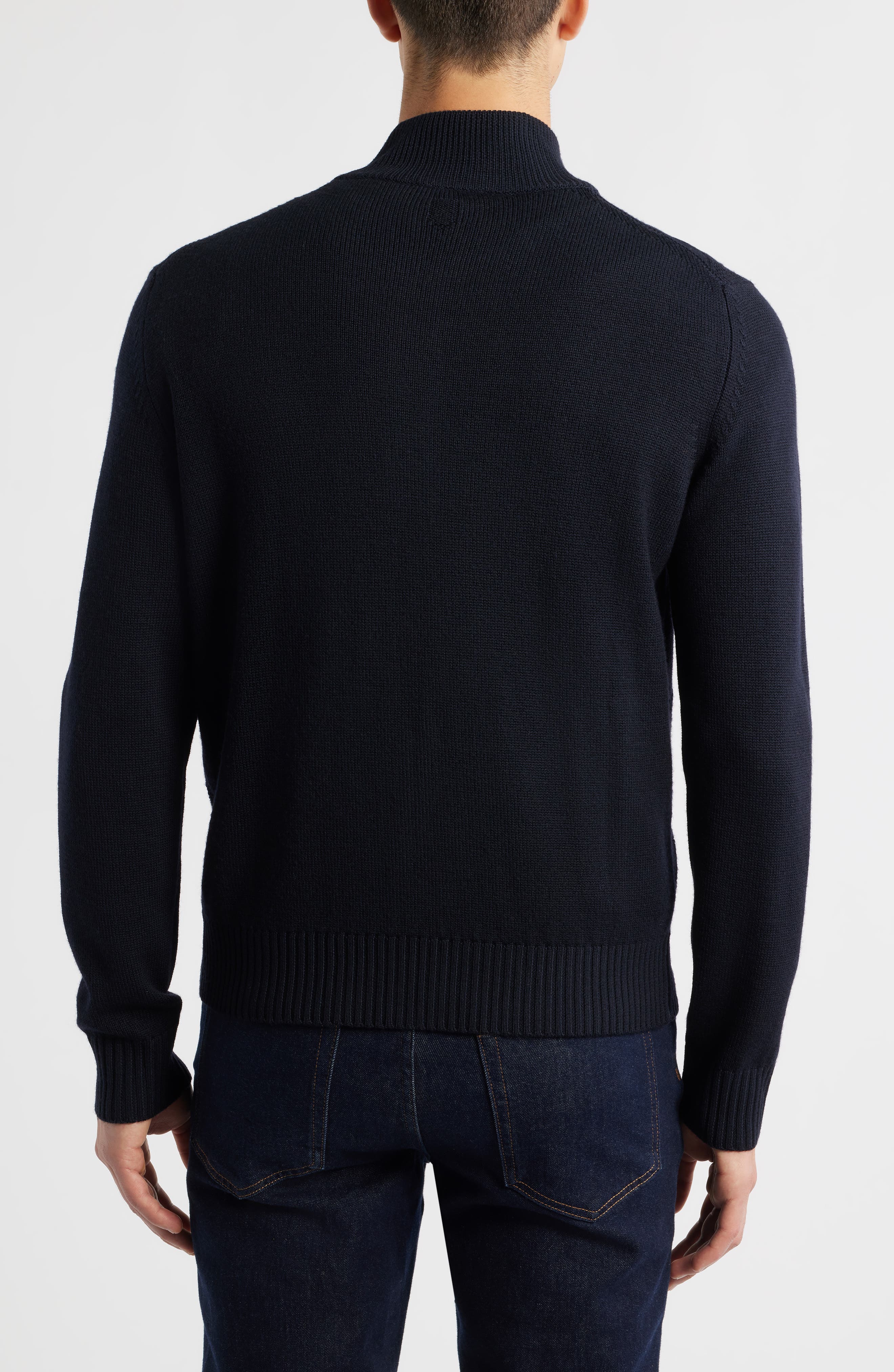 Mock Neck Wool Zip Cardigan - image 2