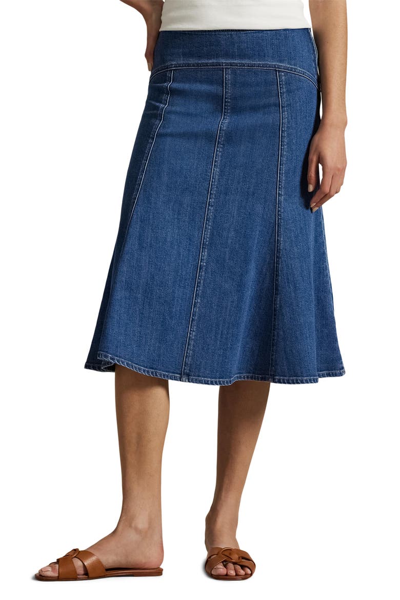 Polo Ralph Lauren Denim Paneled A-Line Skirt (Women) | Nordstrom