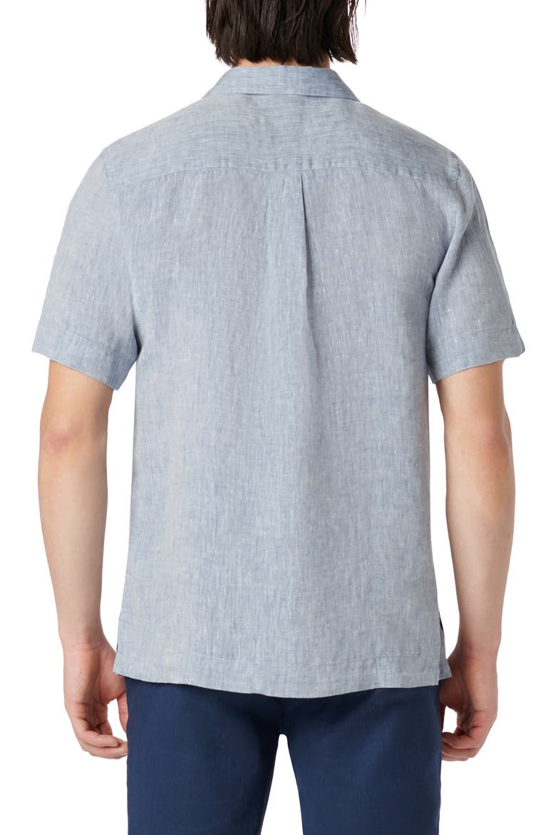 Linen Camp Shirt, Alternate, color, NAVY