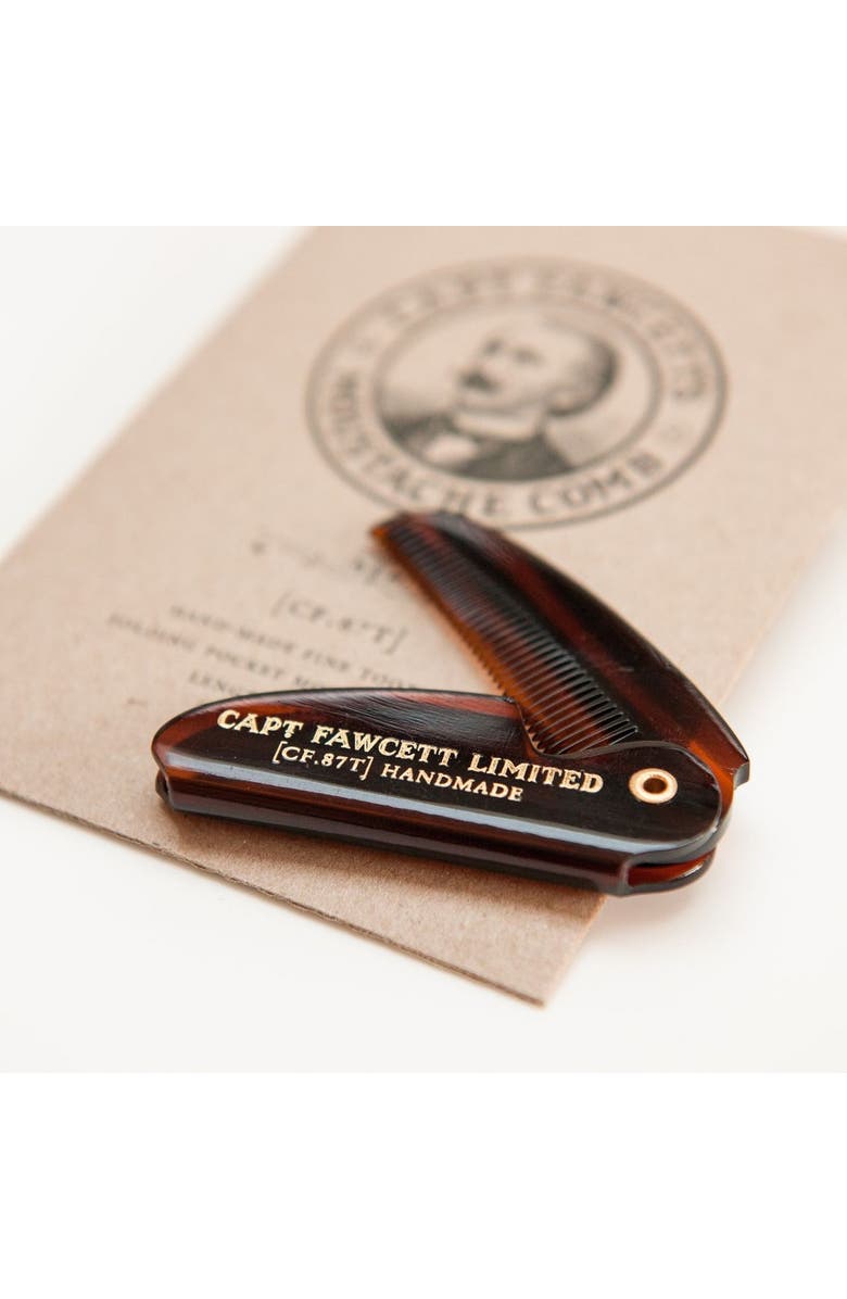 Captain Fawcett Folding Pocket Moustache Comb, Alternate, color, Comb