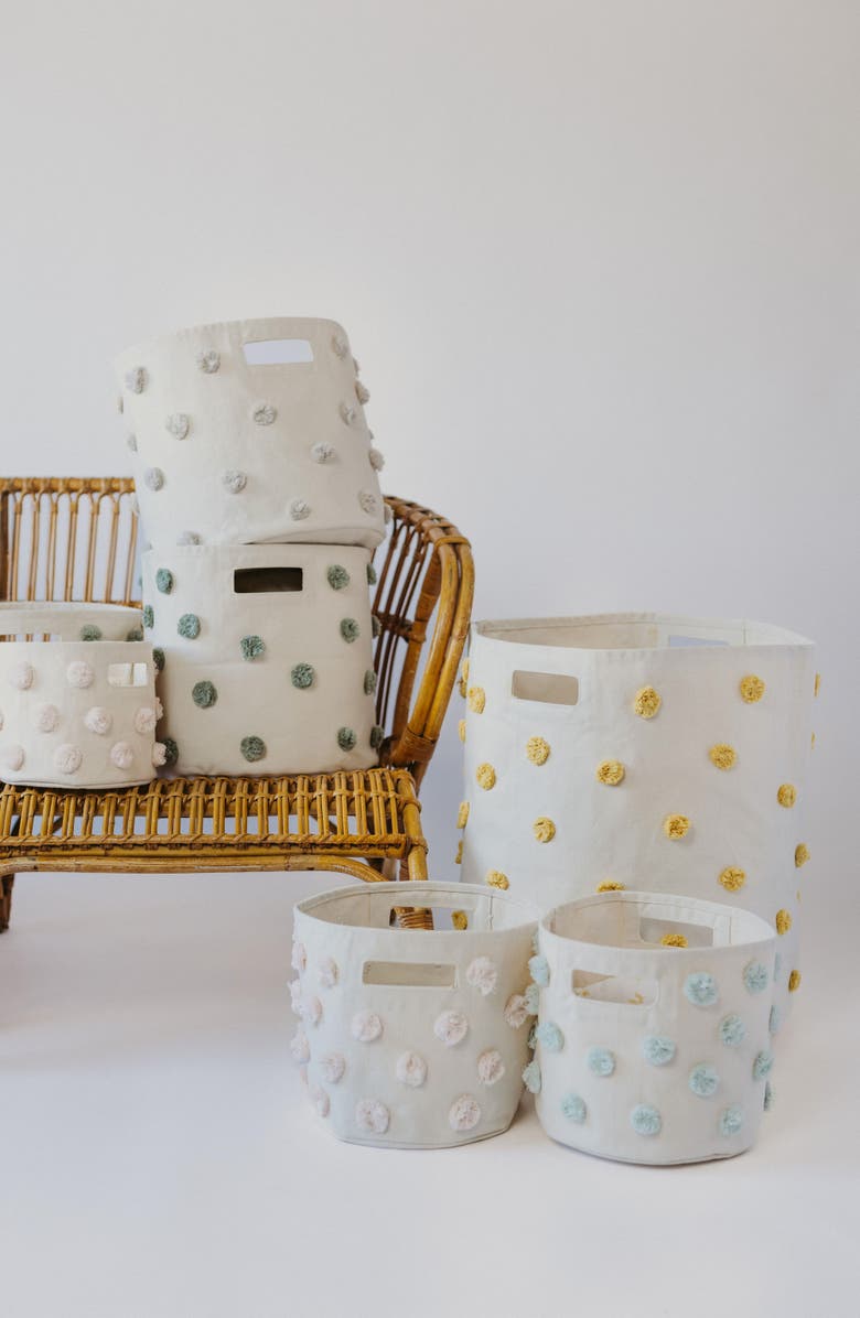 Pehr Pompom Canvas Basket Pint, Alternate, color, Pink