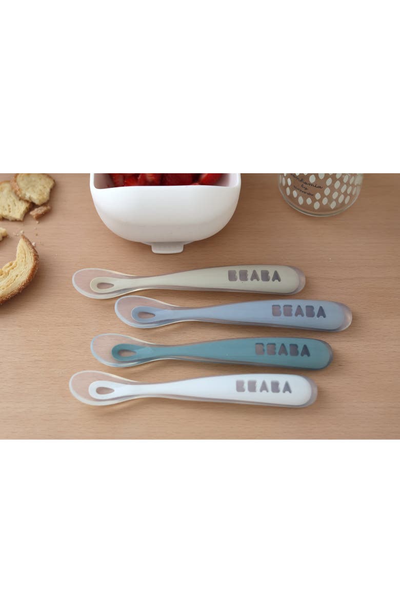 BEABA 4-Pack 1st Stage Silicone Spoons, Alternate, color, Pebble