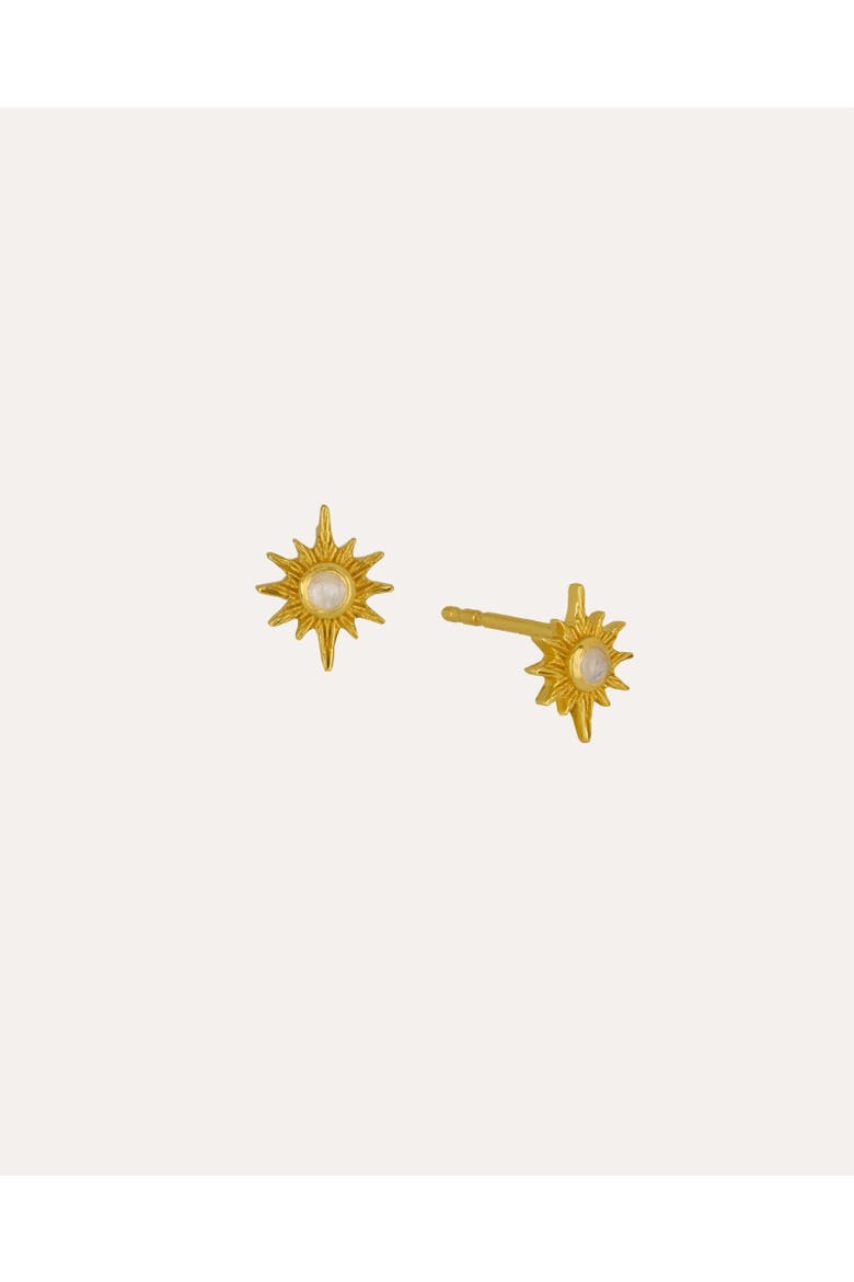 Moonstone Star Stud Earrings, Main, color, Gold