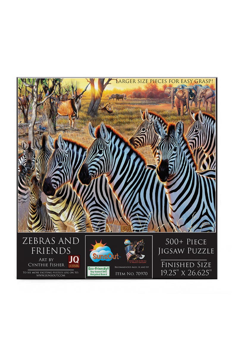 Sunsout Zebras and Friends 500 piece Jigsaw Puzzle for Adults Large Pieces, Alternate, color, Multicolor