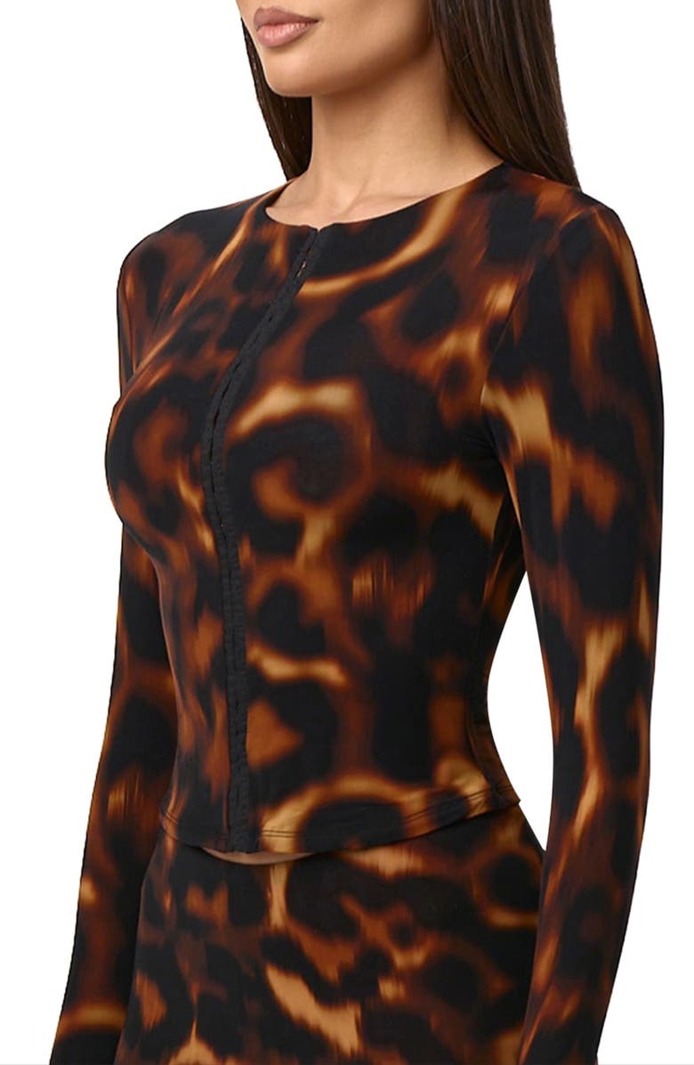 Naked Wardrobe Tortoiseshell Print Long Sleeve Cardigan, Alternate, color, Tortoise