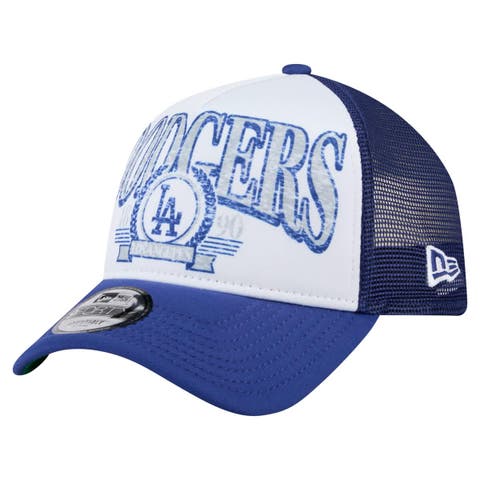 Men's New Era White/Royal Los Angeles Dodgers Trucker A-Frame 9FORTY Adjustable Hat