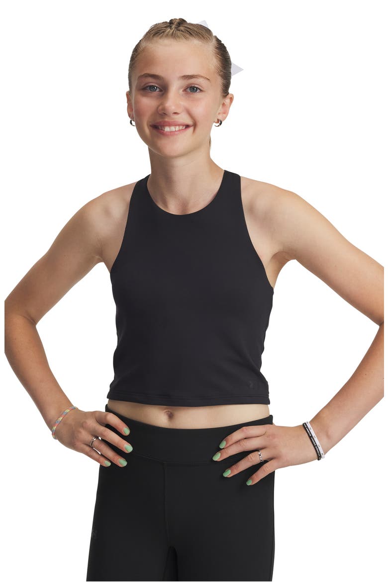Kids' Motion Crop Racerback Tank, Alternate, color, BLACK