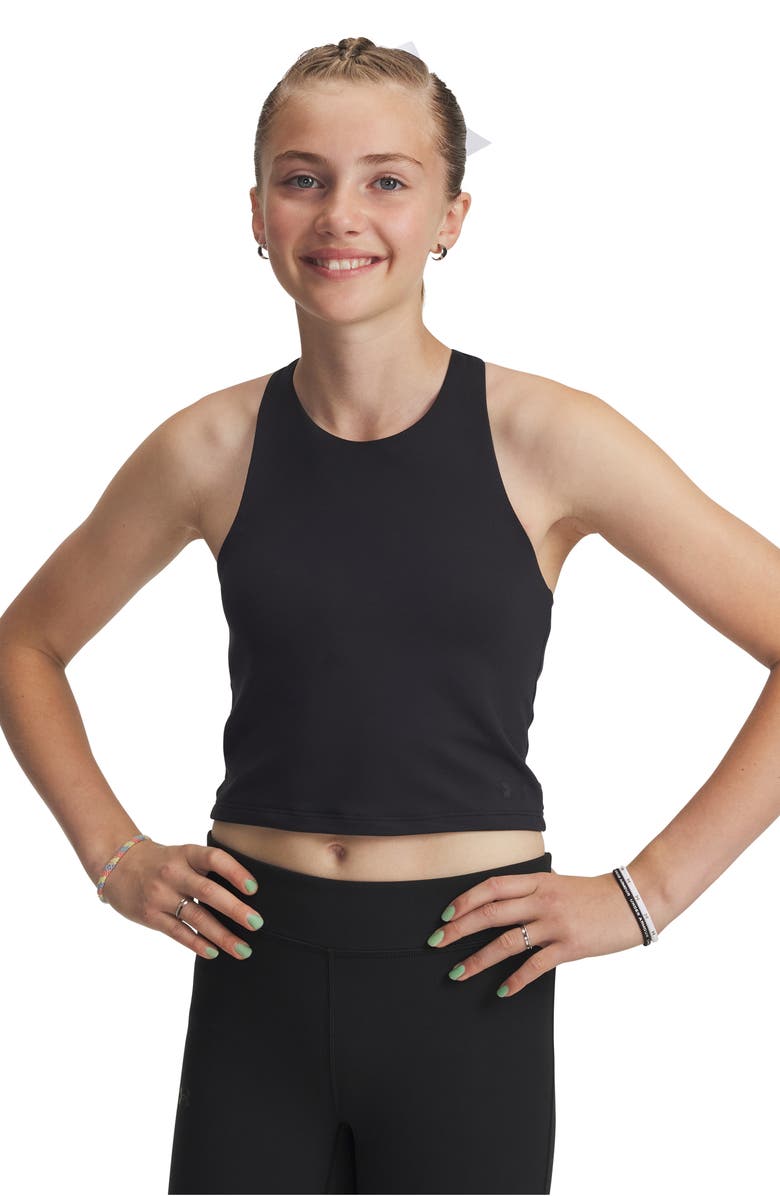 Under Armour Kids' Motion Crop Racerback Tank, Alternate, color, Black